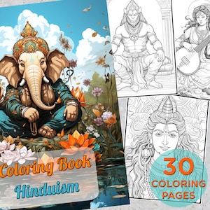 30 Hinduism Coloring Pages, Adults Printable Coloring Page Hinduist Religion, Hindu Religion Drawings Coloring pages book