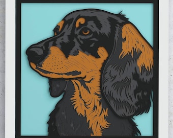 Dachshund Shadow Box, SVG Layered design for Cricut Silhouette and other cutting machines, 3D layered Dachshund Cricut Shadow box SVG