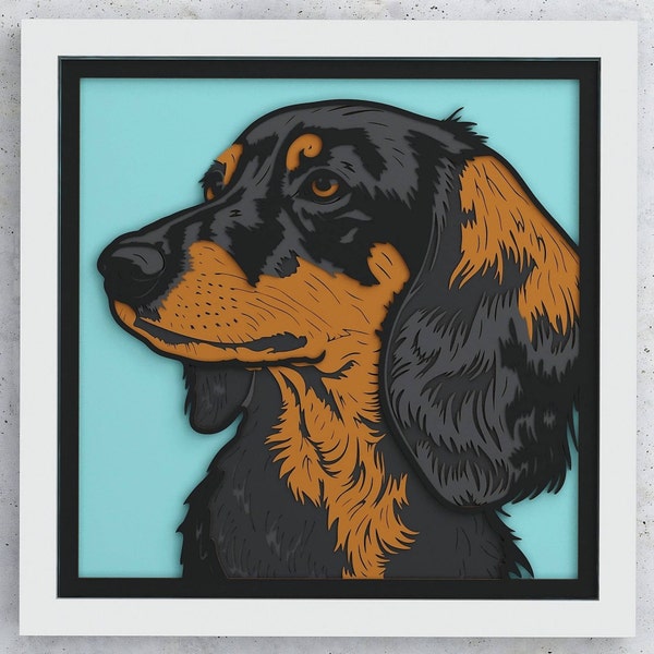 Dachshund Shadow Box, SVG Layered design for Cricut Silhouette and other cutting machines, 3D layered Dachshund Cricut Shadow box SVG