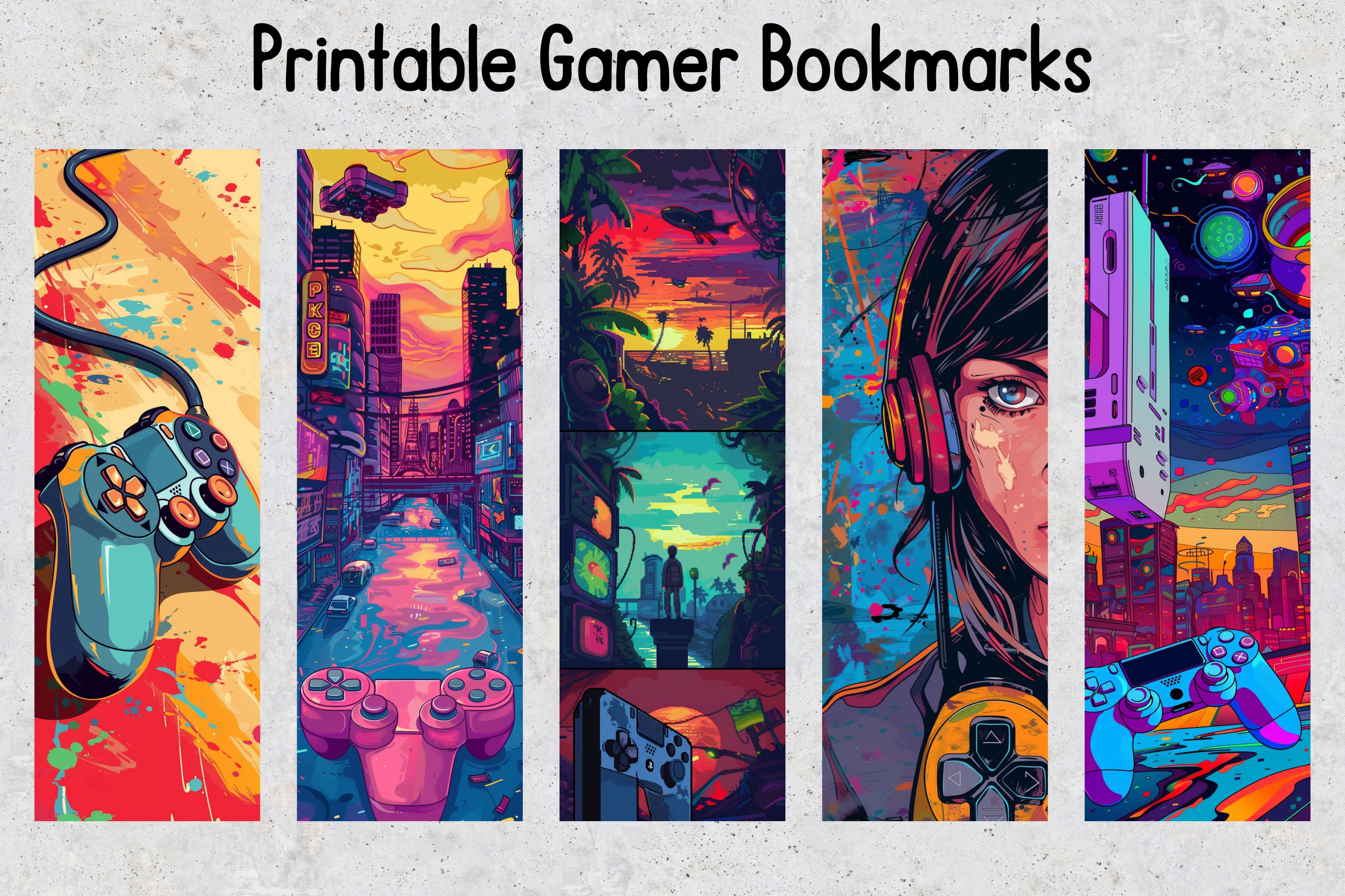 Game Bookmarklets 45 Gamer Printable Bookmarks, Video Game Digital Download Bookmark ...