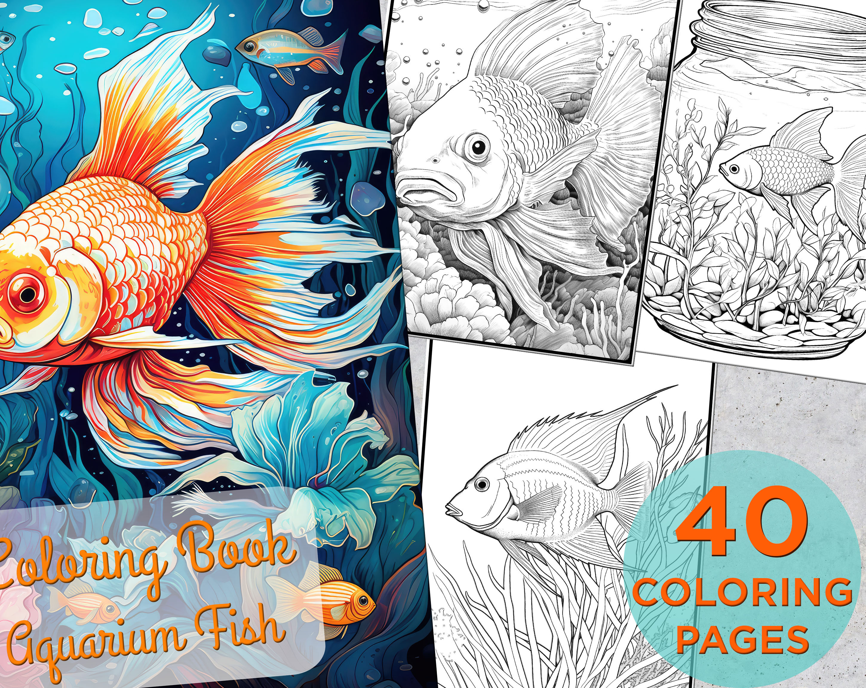 Fish Coloring Book For Kids Ages 8-12: An Kids Coloring Book with Fun Easy  and Relaxing Coloring Pages with star fish, jelly fish, koi fish, monster f  (Paperback)