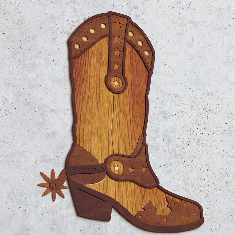 Cutting A Boot Cowboy Boot Layered Design for Laser Cutting, SVG DXF Boots Digital ...