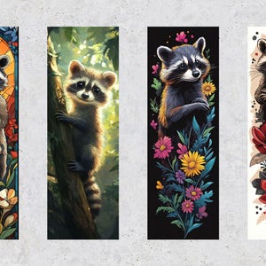50 Raccoon Printable Bookmarks, Raccoon Digital Download Bookmark ...