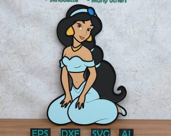Cartoon Princess Layered Design for Laser And Paper Cutting, Cartoon Princess SVG DXF for Cricut & Silhouette Glowforge Shadow box