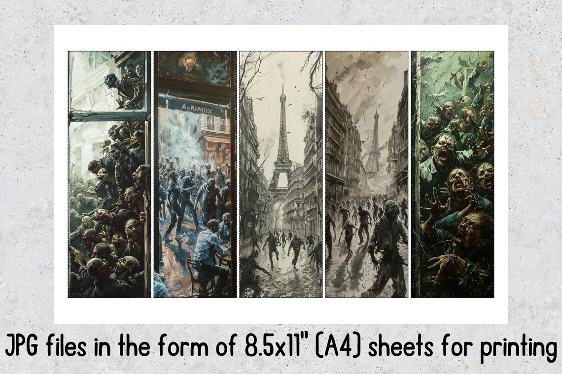 50 Zombie Apocalypse Printable Bookmarks, Horror Digital Bookmark ...