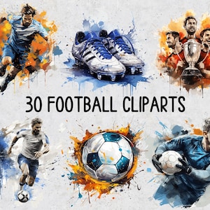 30 Football PNG Sublimation Clip Art, Set of Transparent PNG Soccer ...