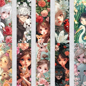 50 Anime Kids Printable Bookmarks, Anime Digital Bookmark Sheets, Manga ...