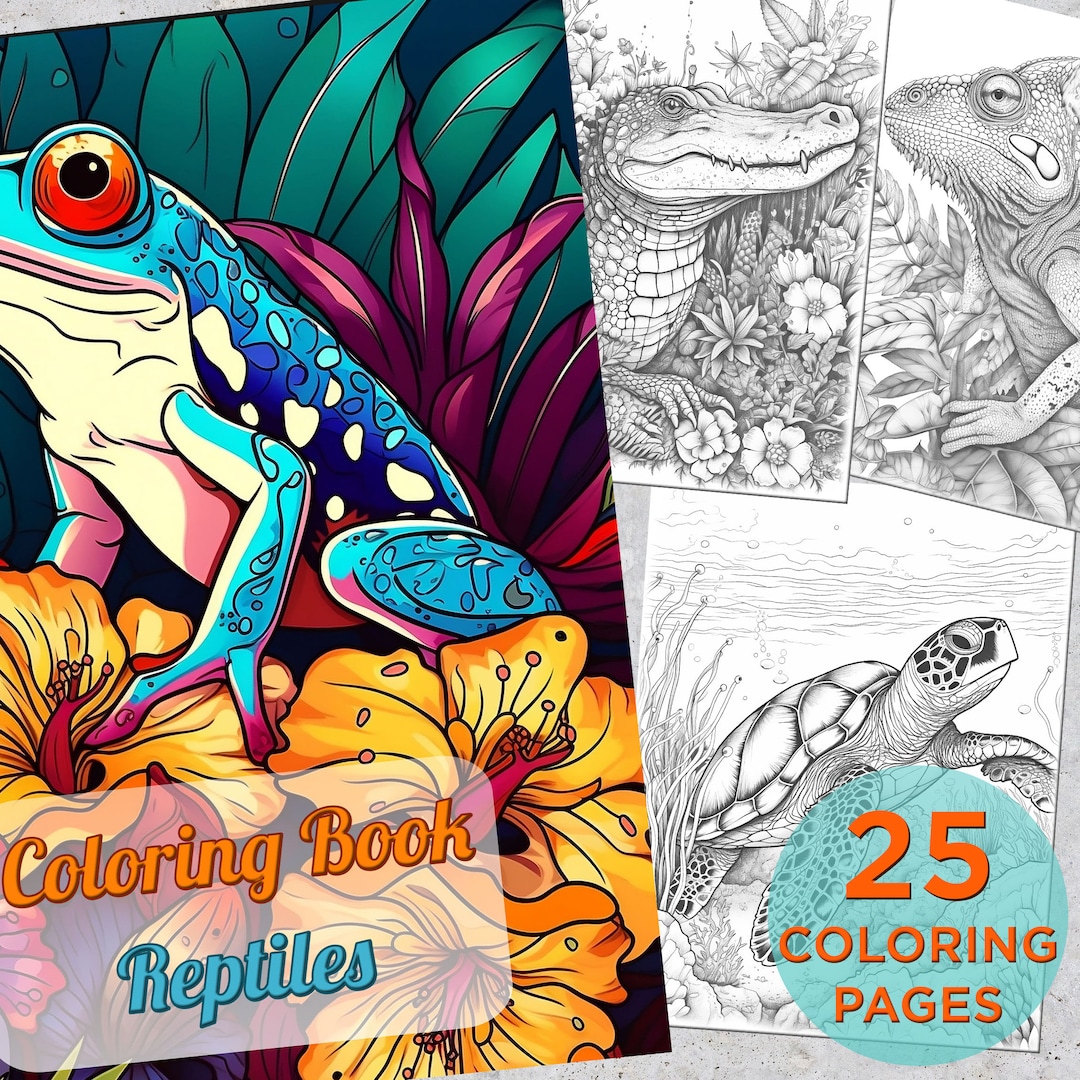 25 Reptiles Coloring Pages, Adults Printable Coloring Page, Reptiles ...