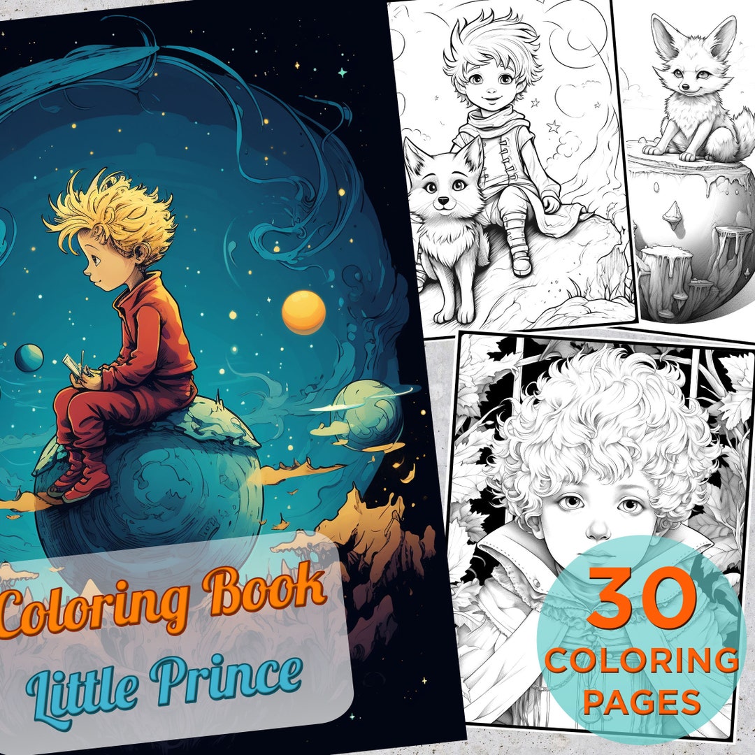 30 The Little Prince Coloring Pages, Fairy Tale Printable Grayscale ...