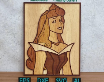 Cartoon Princess Layered Design for Laser And Paper Cutting, Cartoon Princess SVG DXF for Cricut & Silhouette Glowforge Shadow box
