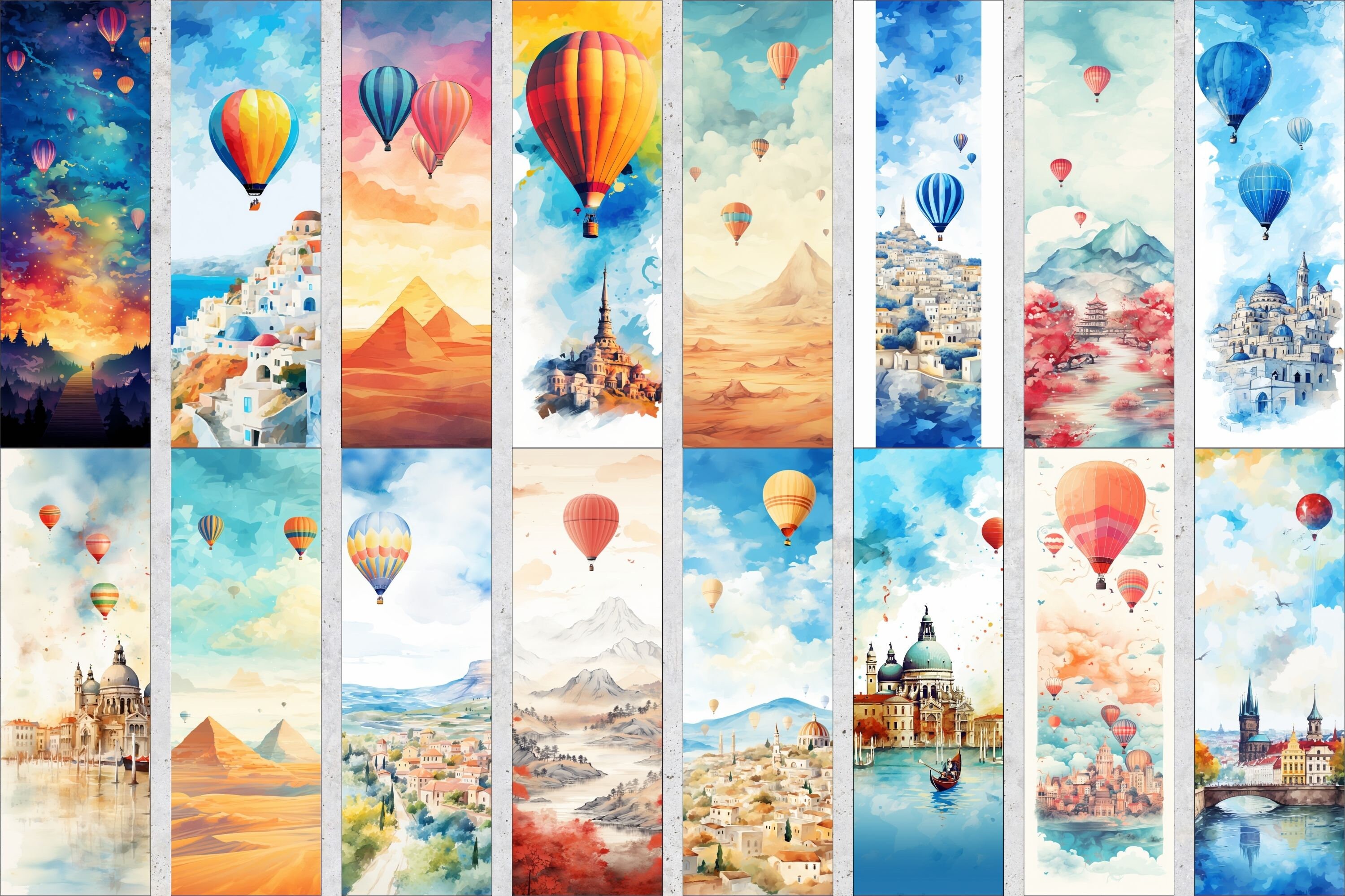 50 Air Balloon Printable Bookmarks, Balloon Digital Download Bookmark ...