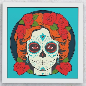 Sugar Skull Girl Shadow Box v2, Diseño en capas SVG de Halloween para Cricut Silhouette Glowforge, Sugar Skull en capas SVG Shadow box Cricut
