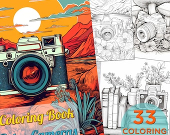 33 Retro Photo Cameras Coloring Pages, Vintage Photo Camera Adults Printable Coloring Pages, Photo Camera Drawings Coloring pages