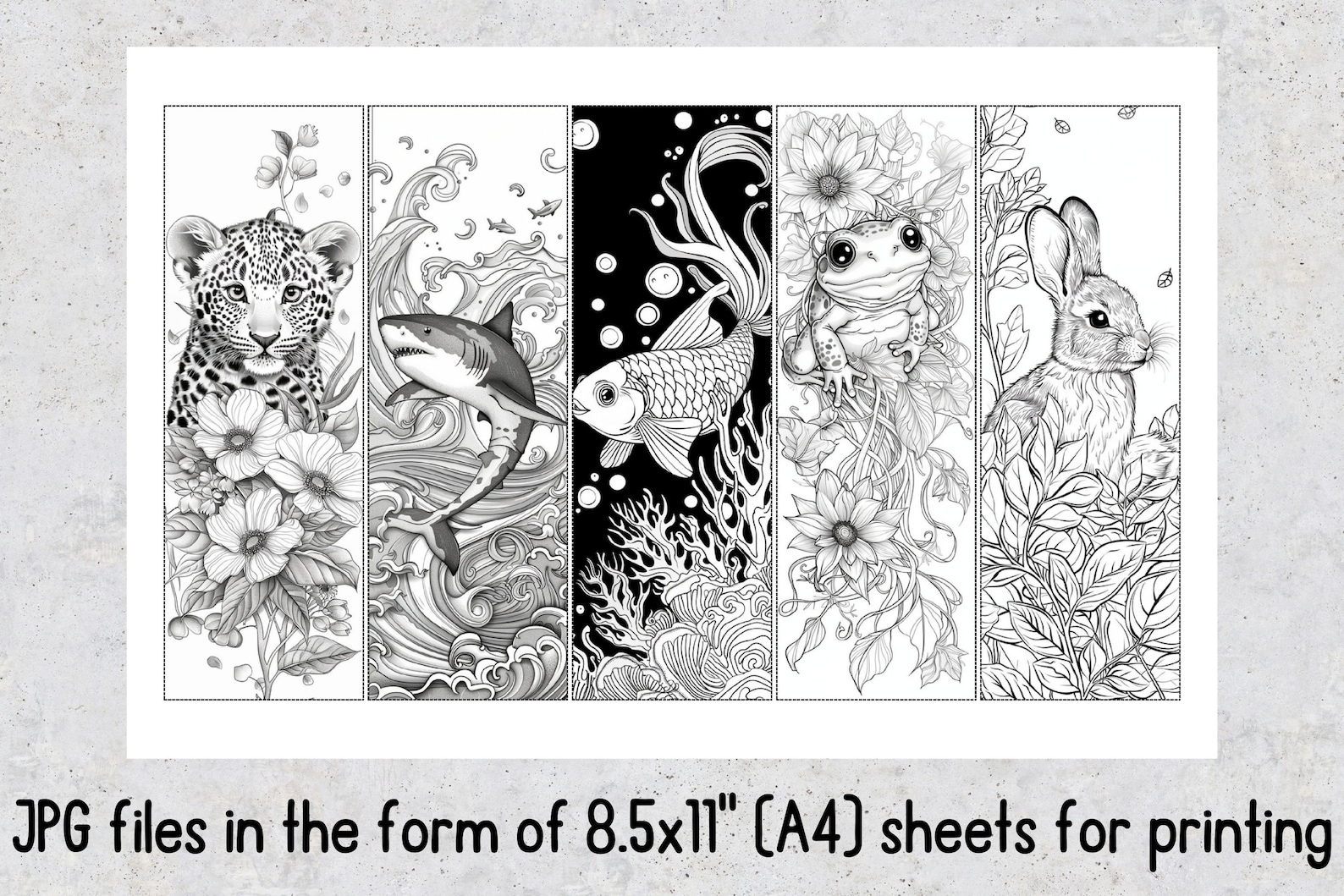 50 Printable Bookmarks for Coloring Animals, Animals Digital Download ...
