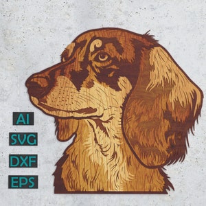 Dachshund Layered Design For Laser Cutting, SVG DXF Dachshund Digital Design For Cutting, Multi Layered Dachshund Model For Glowforge