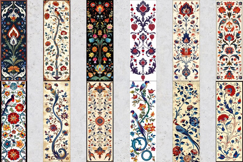 50 Oriental Pattern Printable Bookmarks, Arabic Digital Bookmark Sheets ...