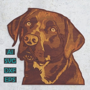 Labrador Retriever Schichtdesign für Laserschneiden, SVG DXF Labrador Digitales Design zum Schneiden, mehrschichtiges Labrador Modell für Glowforge