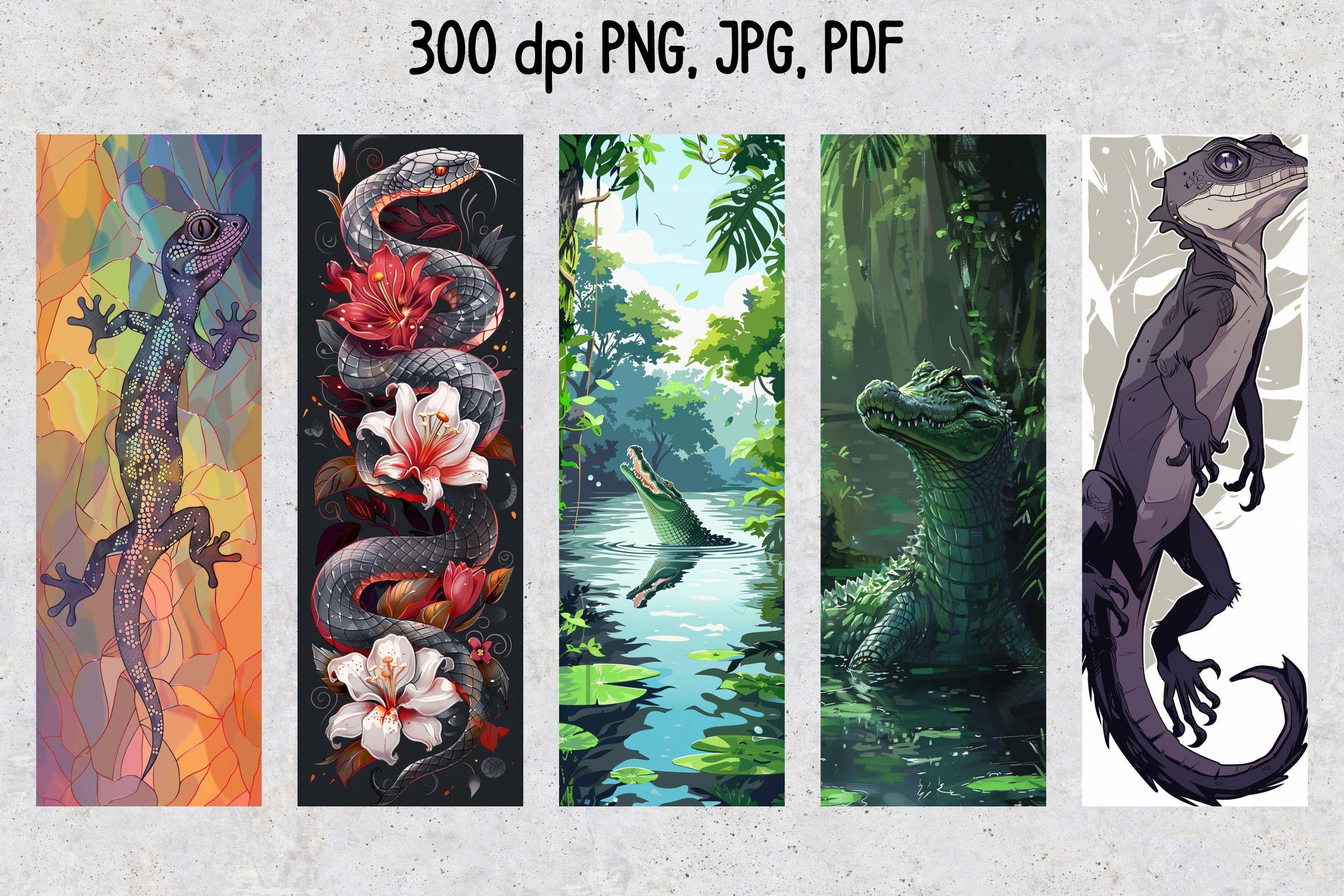 50 Reptile Printable Bookmarks, Reptile Digital Download Bookmark Sheet ...