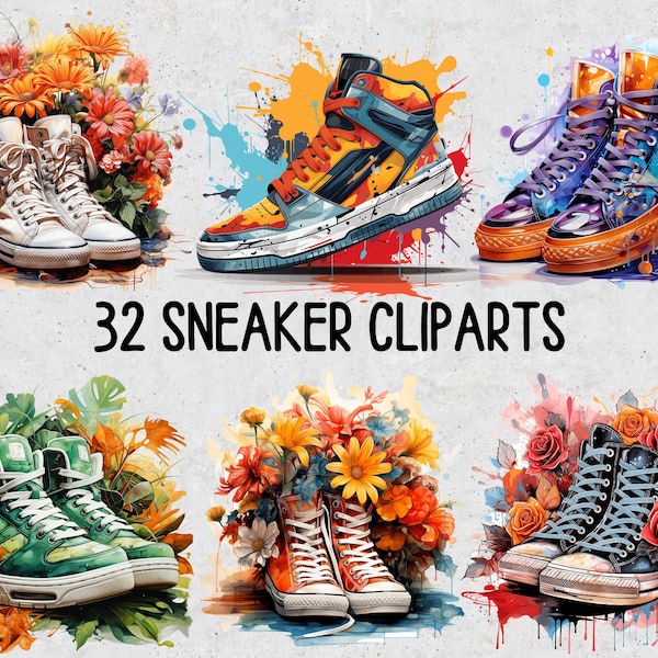 32 Baskets PNG Cliparts, Sublimation de baskets florales aquarelle, ensemble de baskets PNG transparentes en fleurs Clip art pour sublimation