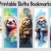 40 Cute Sloths Printable Bookmarks, Sloths Digital Download Bookmark ...