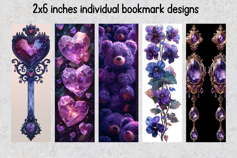 Purple Bookmark Example 50 Total Purple Printable Bookmarks, Purple Digital Download Bookmark ...