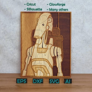 Design em camadas de Star War Droid B-1 para corte a laser e papel, Star War svg dxf para Cricut Silhouette X-Tool Glowforge Shadow box design