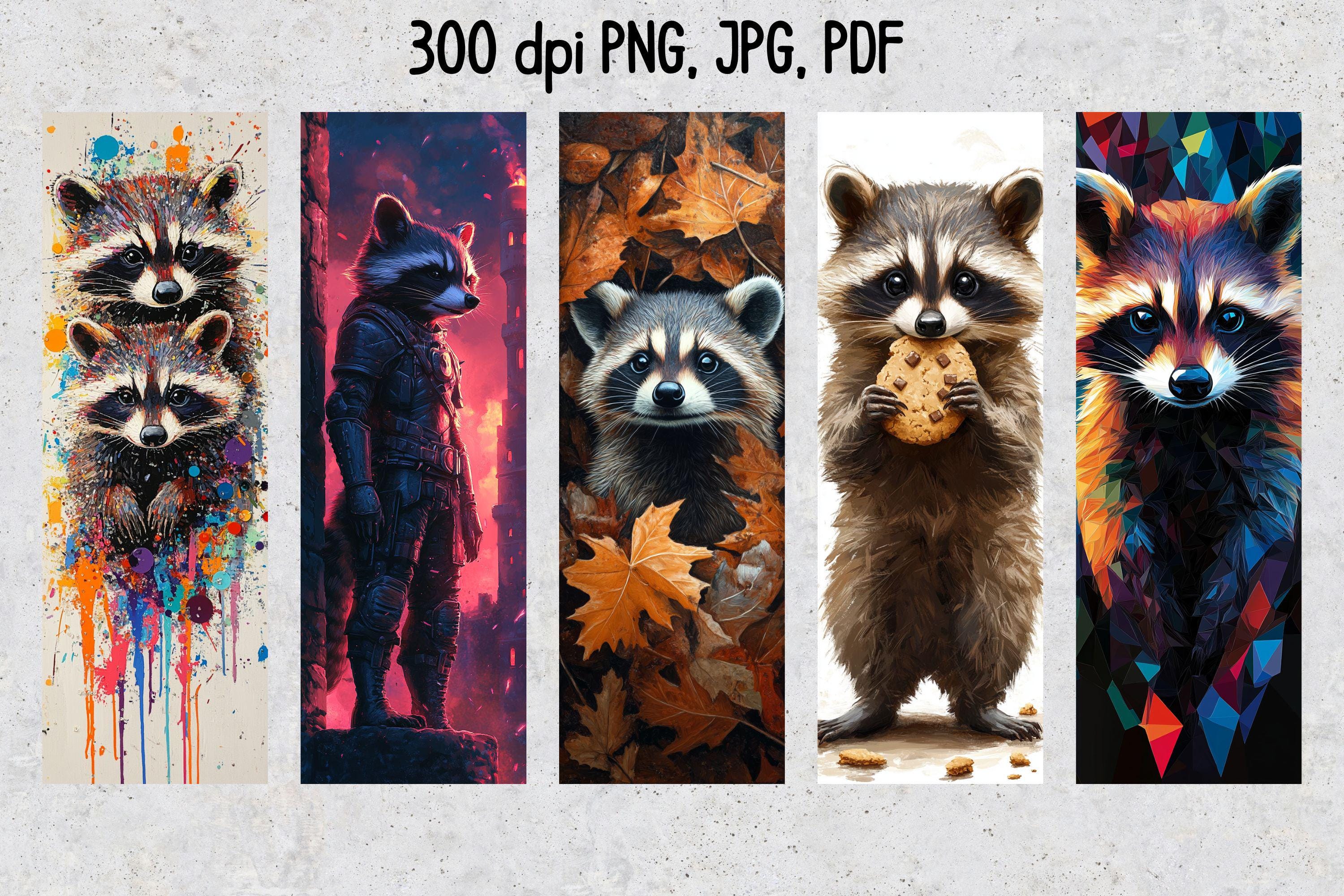 50 Raccoon Printable Bookmarks, Raccoon Digital Download Bookmark ...