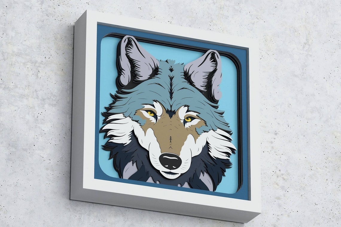 Wolf Shadow Box, Wolf SVG Layered Design for Cricut Silhouette ...