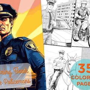 35 Brave Policemans Coloring Pages, Printable Policeman Coloring Book Pages for Children, Police Coloring pages for adults