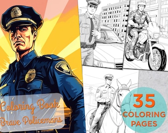 35 Brave Policemans Coloring Pages, Printable Policeman Coloring Book Pages for Children, Police Coloring pages for adults
