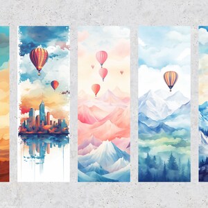 50 Air Balloon Printable Bookmarks, Balloon Digital Download Bookmark ...