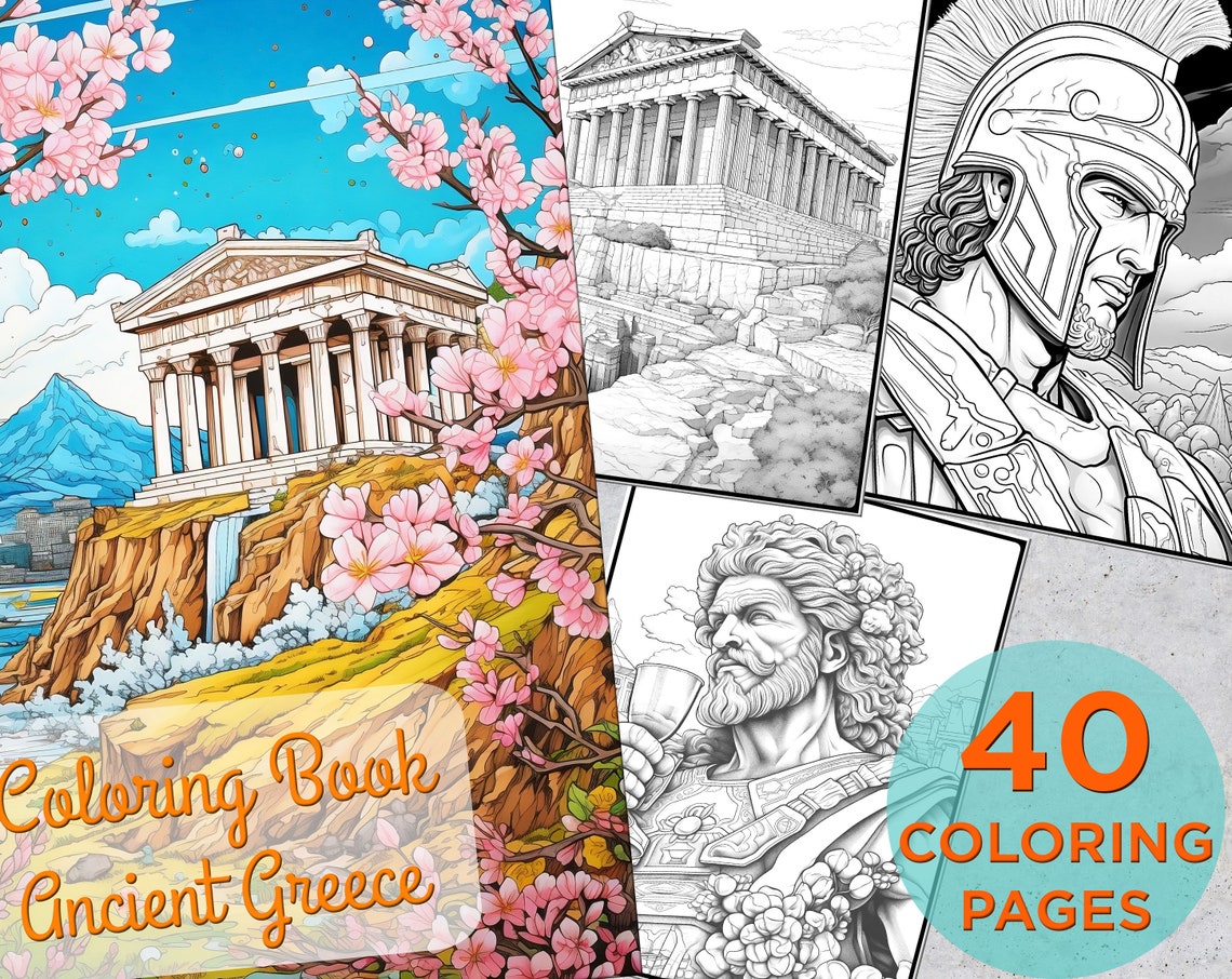 40 Ancient Greece Coloring Pages, Adults Printable Coloring Page With ...