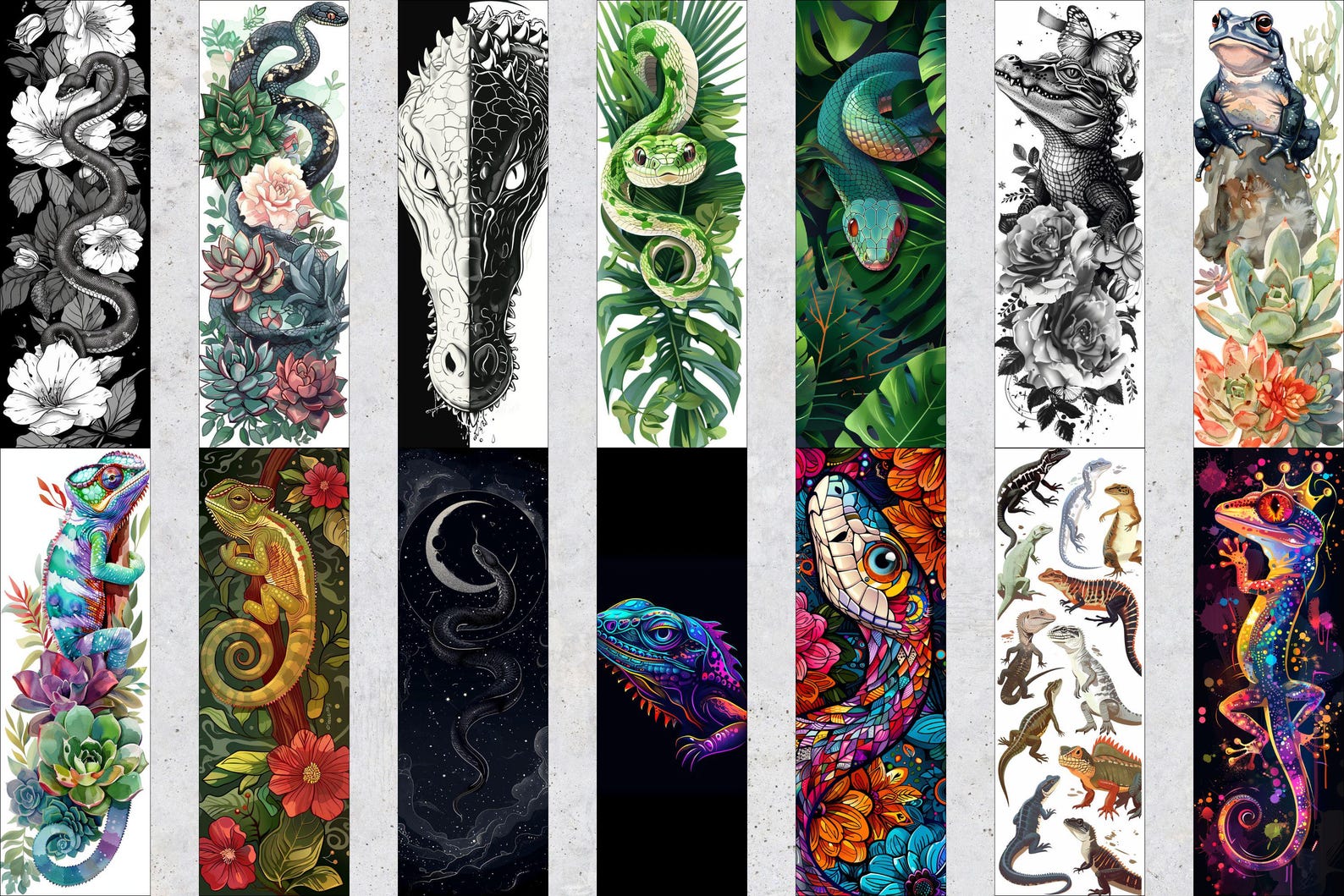 50 Reptile Printable Bookmarks, Reptile Digital Download Bookmark Sheet ...