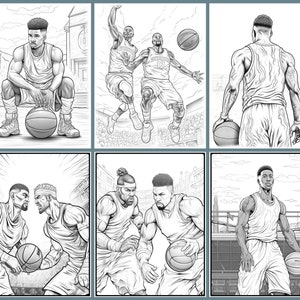 30 Basketball Coloring Pages, Basketball Adults Printable Grayscale Coloring Book, Basketball ...