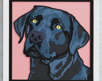 Labrador Retriever Shadow Box, SVG Layered design for Cricut Silhouette and other cutting machines, 3D Labrador layered SVG Shadowbox