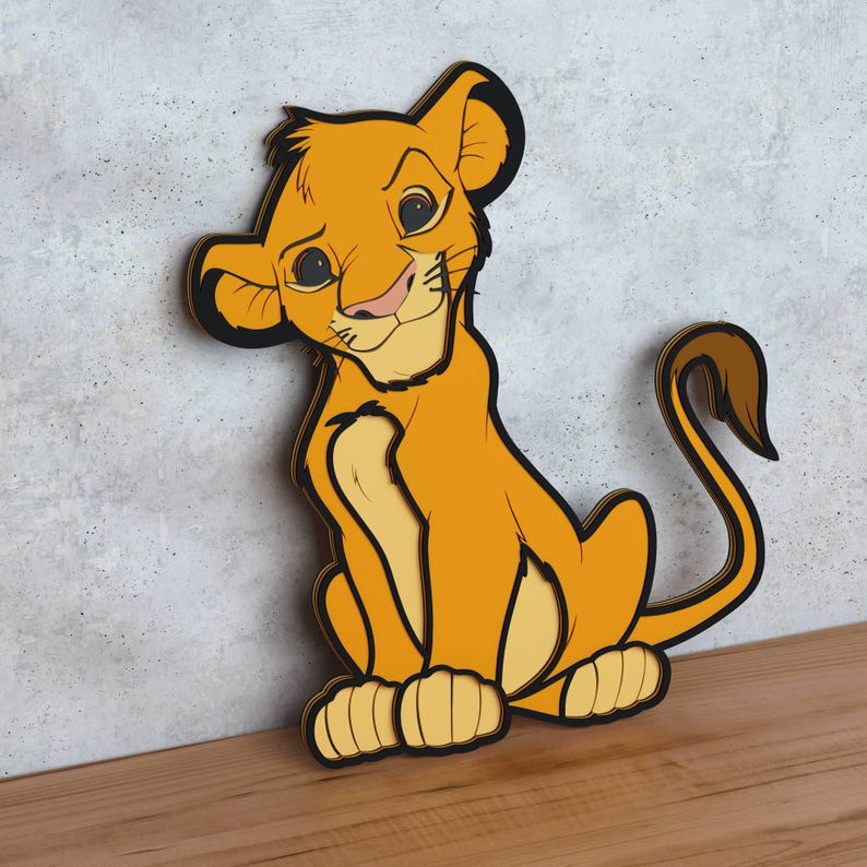Simba Layered Design for Laser and Paper Cutting, Simba SVG DXF for ...
