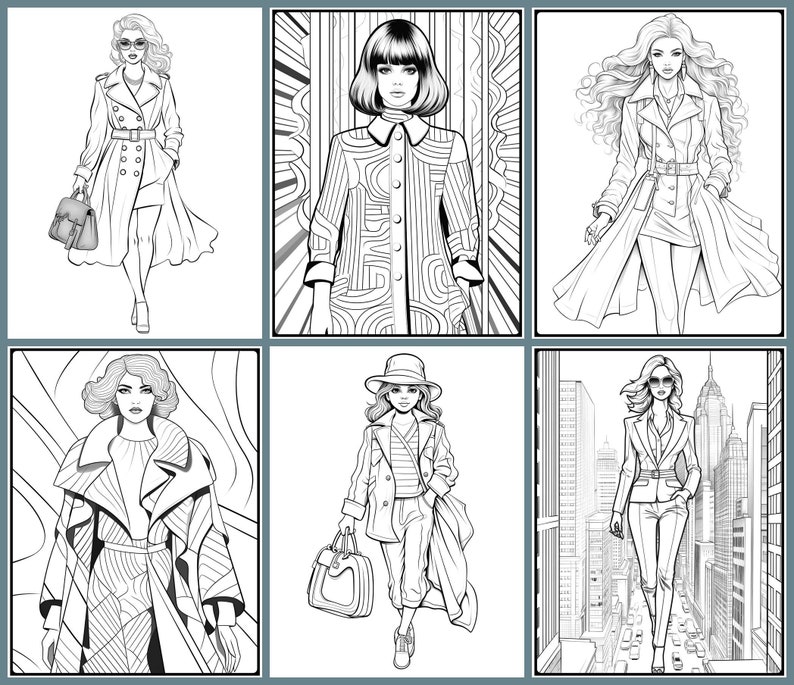 35 Fashion Week Coloring Pages, Style and Fashion Printable Grayscale ...