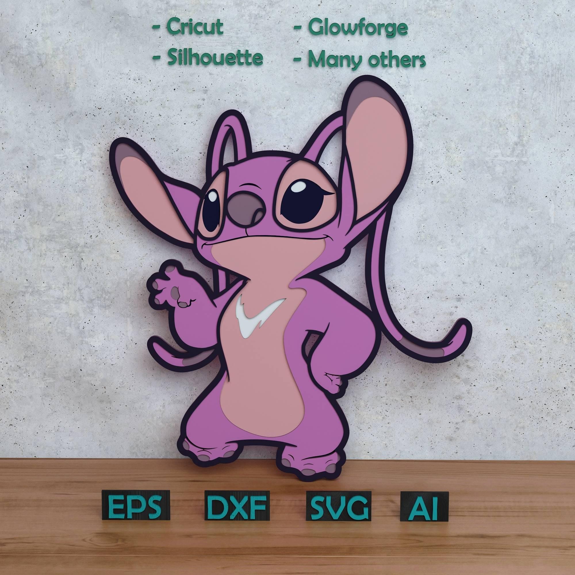 Pink Alien Layered Design for Laser And Paper Cutting, Angel Alien SVG DXF for Cricut & Silhouette X-Tool Glowforge, Shadow box design