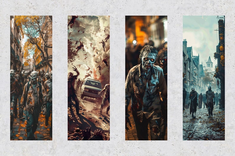 50 Zombie Apocalypse Printable Bookmarks, Horror Digital Bookmark ...