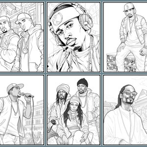 50 Hip Hop Music Coloring Pages, Hip-hop Rap Printable Grayscale