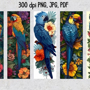 50 Parrot Printable Bookmarks, Parrot Digital Download Bookmark Sheets ...