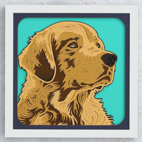 Golden Retriever Shadow Box, Golden Retriever SVG Layered design for Cricut Silhouette Glowforge, Dog layered SVG Shadowbox, Dog mandala Golden Retriever Shadow Box, Golden Retriever SVG Layered design for Cricut Silhouette Glowforge, Dog layered SVG Shadowbox, Dog mandala