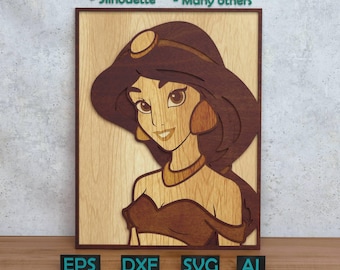 Cartoon Princess Layered Design for Laser And Paper Cutting, Cartoon Princess SVG DXF for Cricut & Silhouette Glowforge Shadow box