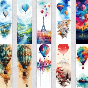 50 Air Balloon Printable Bookmarks, Balloon Digital Download Bookmark ...