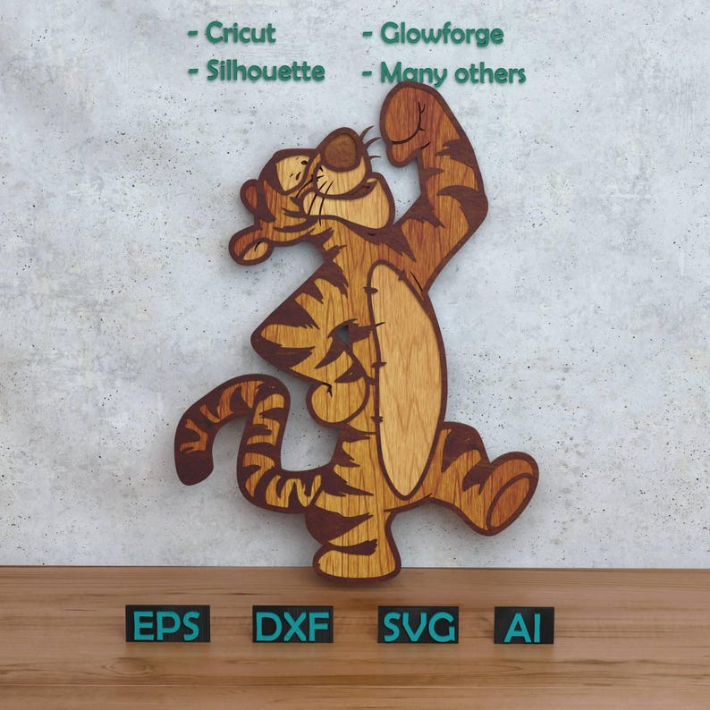 Tigger Shadow Cartoon Tiger Shadow Box SVG, Winnie Layered Design for Cricut X-tool ...