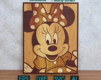 Cartoon Mouse Layered Design for Laser And Paper Cutting, Cartoon Mouse SVG DXF for Cricut & Silhouette X-Tool Glowforge, Shadow box design