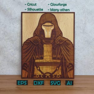 Méchant Jedi Star War Design en couches pour découpe laser et papier, Star War SVG DXF pour Cricut & Silhouette X-Tool Glowforge Shadow box art