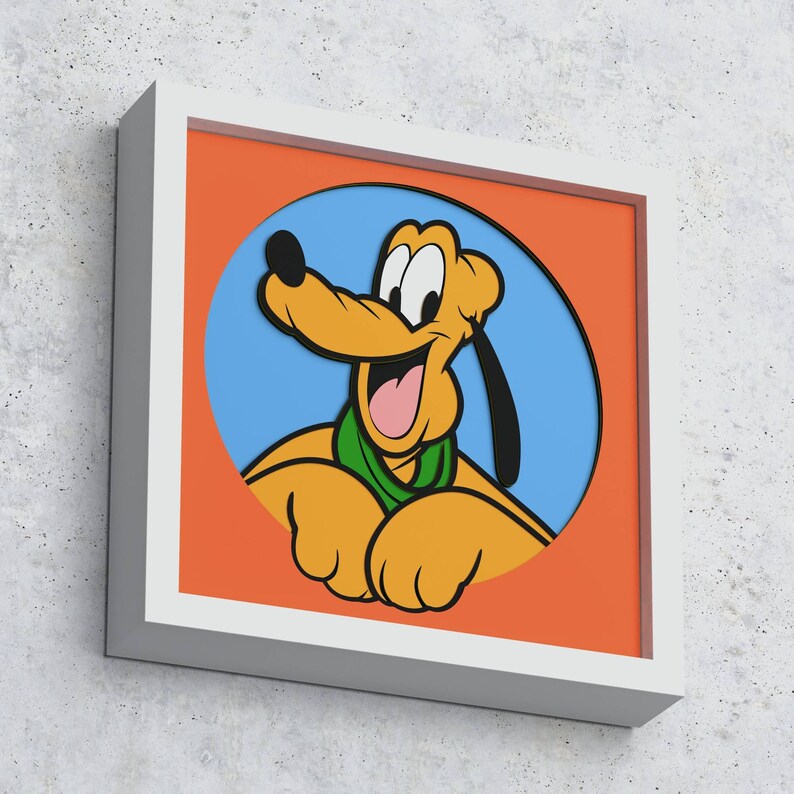 Cartoon Dog Shadow Box, Cartoon Pluto SVG Layered Design for Cricut ...