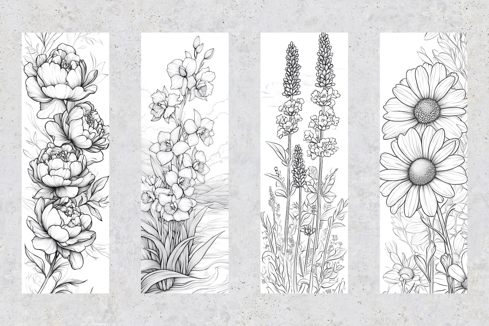 50 Printable Bookmarks for Coloring Flowers, Floral Digital Download ...
