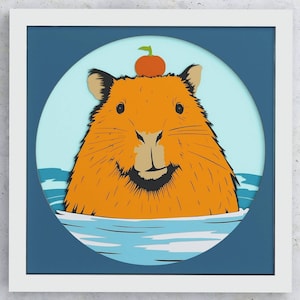 Capybara Shadow Box for Cricut Silhouette Glowforge, Capybara SVG Layered design for Cricut, 3D Capybara layered SVG Shadowbox for cutting